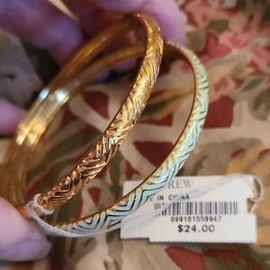 2 J. Crew Gold and Mint Enamel Bangles- Women Jewelry